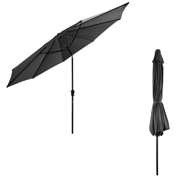 Rak parasoll - rund duk grå - 330 cm