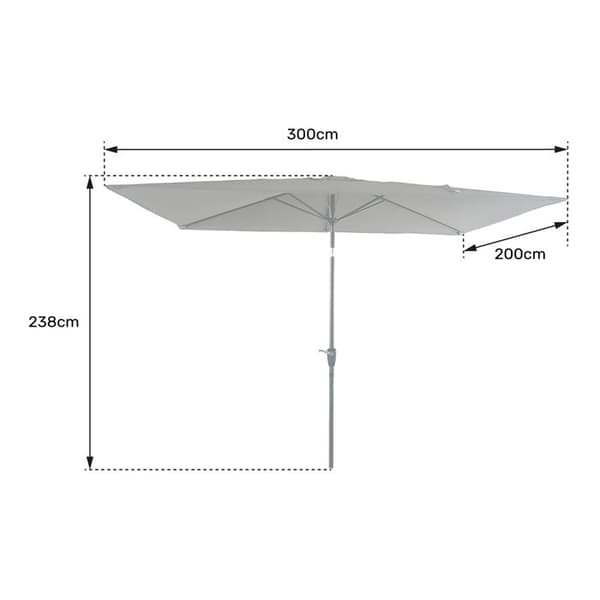Rakt parasoll i polyester - blå - 2x3 m