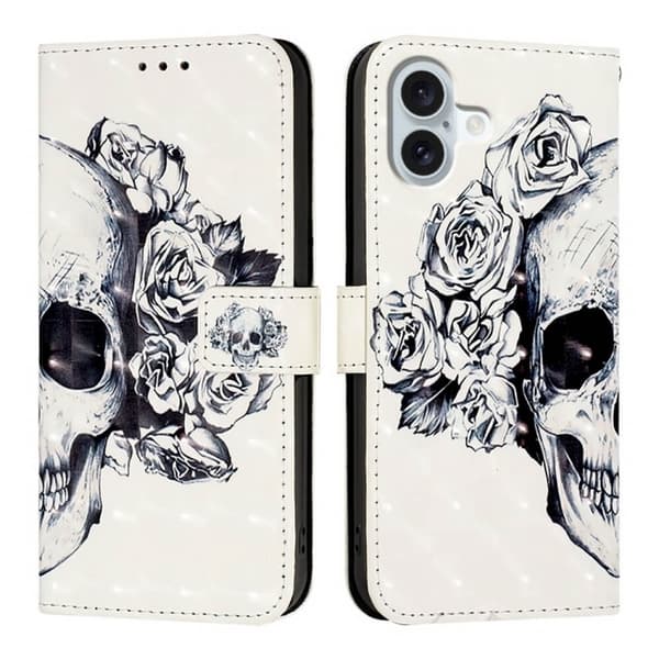 Pung Etui Apple iPhone 17 – Dødningehoved / Roser