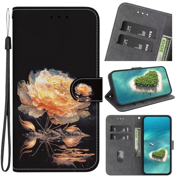 Lompakkokotelo Apple iPhone 17 Pro - Kukka Koralli