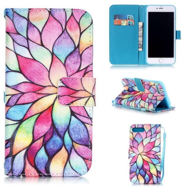 Pung Etui Apple iPhone 8 – Farverige Blomsterblade