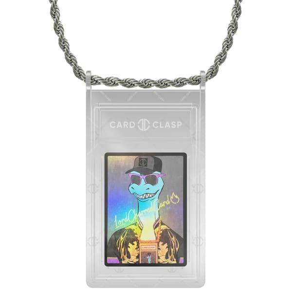 Card Clasp Slab Holder Necklace: Comet Clear