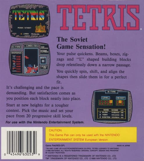 Tetris - Nintendo 8-bit/NES - PAL B/SCN (Begagnad)