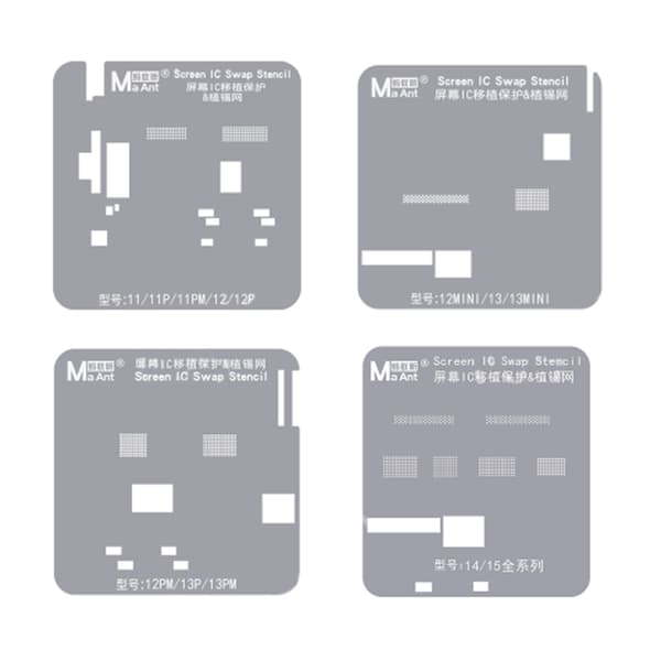 MaAnt Screen IC Polering Stencils för iPhone 11-15 Pro Max