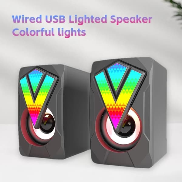 Computerhøjttalere PC-lydboks HIFI-stereomikrofon USB-kablet med LED-lys til stationær computer