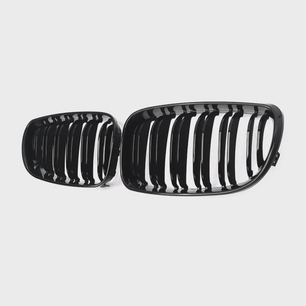 Bilfrontgitre Nyrer til BMW 1-SERIE E81 E82 E87 E88 5DR 3DR Blank Sort Nyrergitre Dobbelt Lamelle 2007-2013