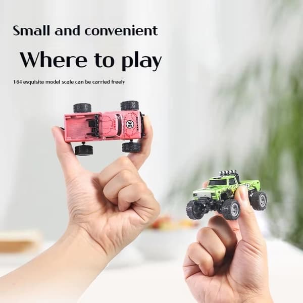1:64 Speed ​​​​Mini terrängfjärrkontroll Billegering Cool belysning Stötdämpning Bordsdator Tävlingsleksak Liten present