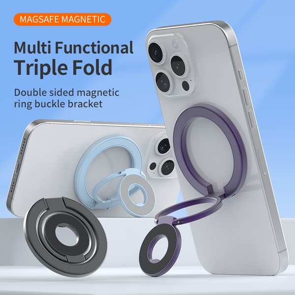 MagSafe dobbeltsidet magnetisk telefonringholder, foldbart stativ, grebbeslag til iPhone