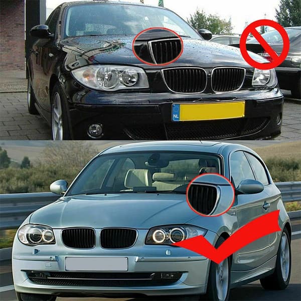 Bilfrontgitre Nyrer til BMW 1-SERIE E81 E82 E87 E88 5DR 3DR Blank Sort Nyrergitre Dobbelt Lamelle 2007-2013