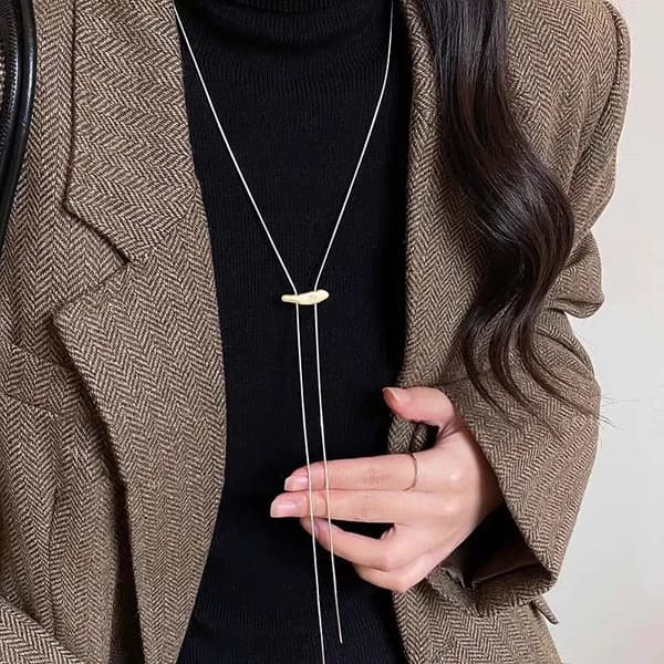 Mode Metal Long Pull Halskæder til Kvinder Luksus Elegant Sølvfarve Mat Snake Bone Chain Halskæde Smykker Tilbehør Gave
