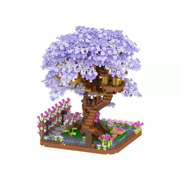 Cherry Blossom Mini Sakura Tree Building Blocks Set - DIY Light Treehouse Model Present för henne