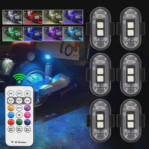 RGB LED-skootterin strobovalot langattomat pyörän vilkkuvalot sijainnin varoitustarvikkeet