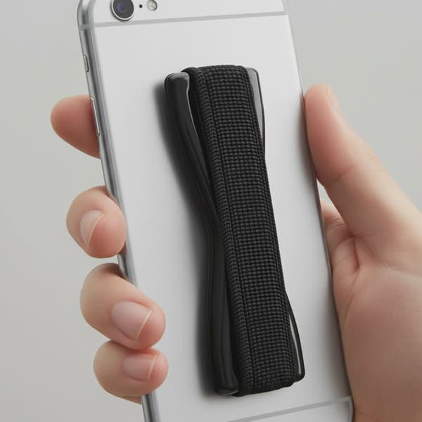 Bærbar elastisk telefonrem med sort base, universalholder til smartphone og tablet
