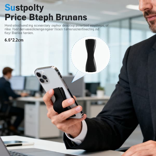 Bærbar elastisk telefonrem med sort base, universalholder til smartphone og tablet