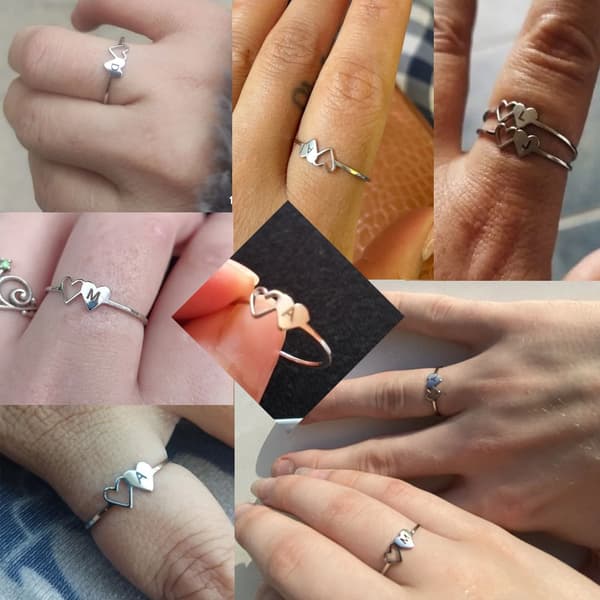 COOLTIME Initial Letter Ring til Kvinder Rustfrit Stål A-Z Alfabet Dobbelt Hjerteringe Mode Bryllupsgave anillos mujer