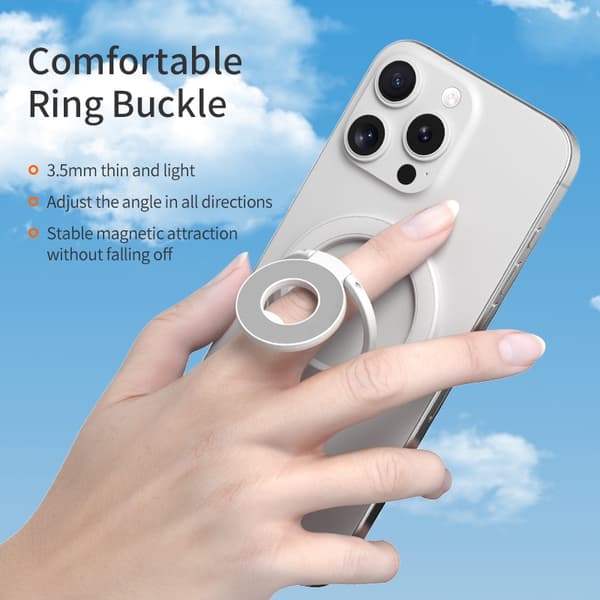 MagSafe dobbeltsidet magnetisk telefonringholder, foldbart stativ, grebbeslag til iPhone