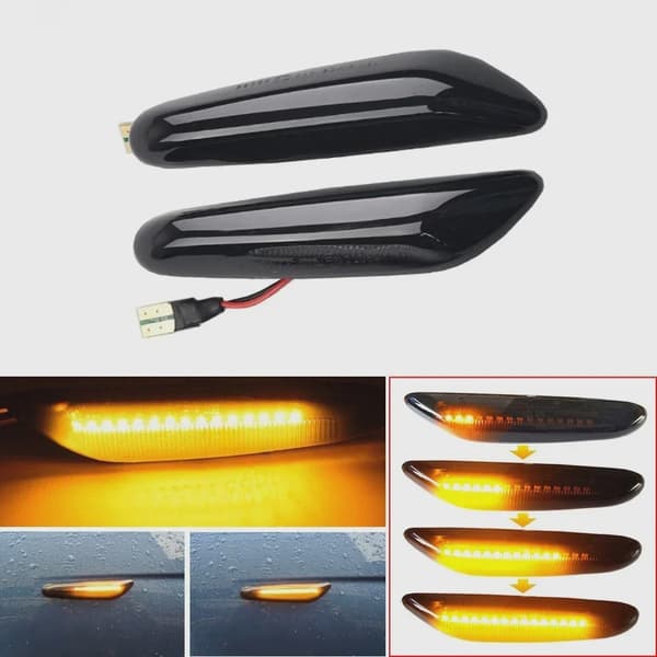 2 st. strömmande vattenblinker LED dynamisk blinkersljus för BMW E60 E61 E90 E91 E81 E83 E84 E92 sidomarkeringsblinkande indikator