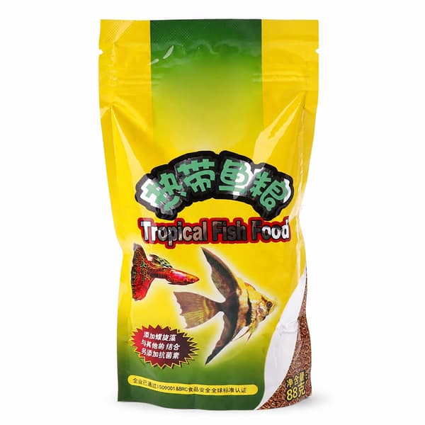 Akvarium Tropiskt fiskfoder Småfiskfoder Spannmål 88g Läckert foder Speciellt för Guppy Lanternfisk 1 Påse