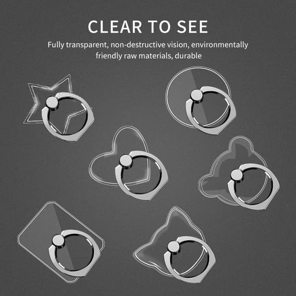 Transparent Fingerring Mobilholder Stativ til iPhone X Samsung Smartphone Bilmontering
