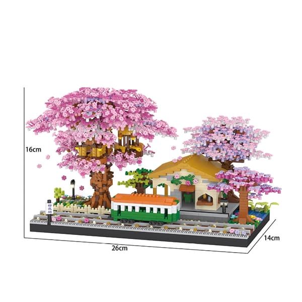 Cherry Blossom Mini Sakura Tree Building Blocks Set - DIY Light Treehouse Model Present för henne