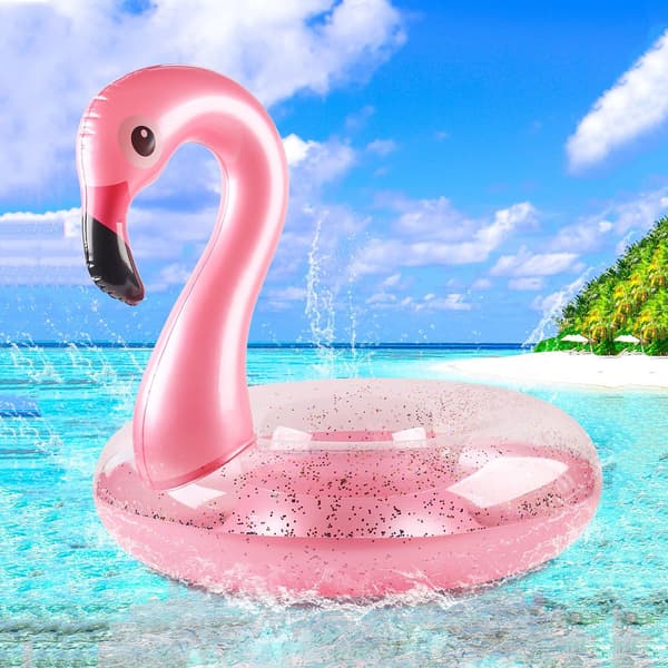Flamingo Pool Float - Fun Beach Floaties, Uppblåsbara Poolrör Partyleksaker Sommarpool Raft Lounger för vuxna och barn