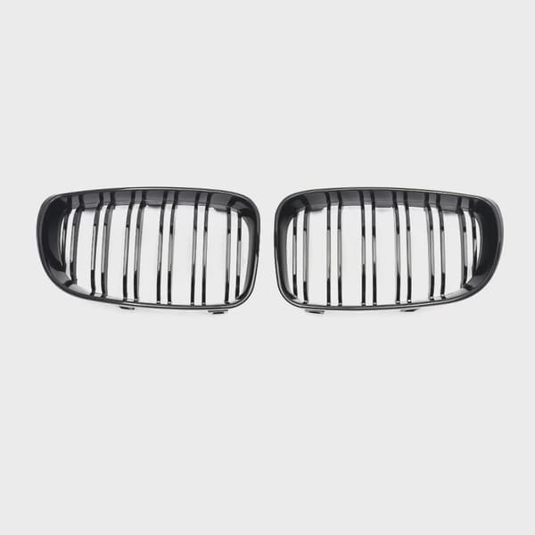 Bilfrontgitre Nyrer til BMW 1-SERIE E81 E82 E87 E88 5DR 3DR Blank Sort Nyrergitre Dobbelt Lamelle 2007-2013