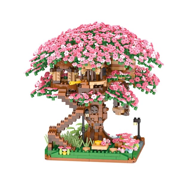 Cherry Blossom Mini Sakura Tree Building Blocks Set - DIY Light Treehouse Model Present för henne