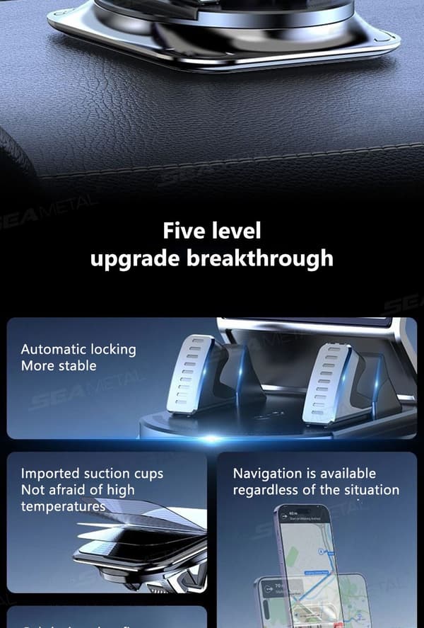 SEAMETAL Universal Bilholder Skridsikker Dashboardmontering til Xiaomi iPhone GPS