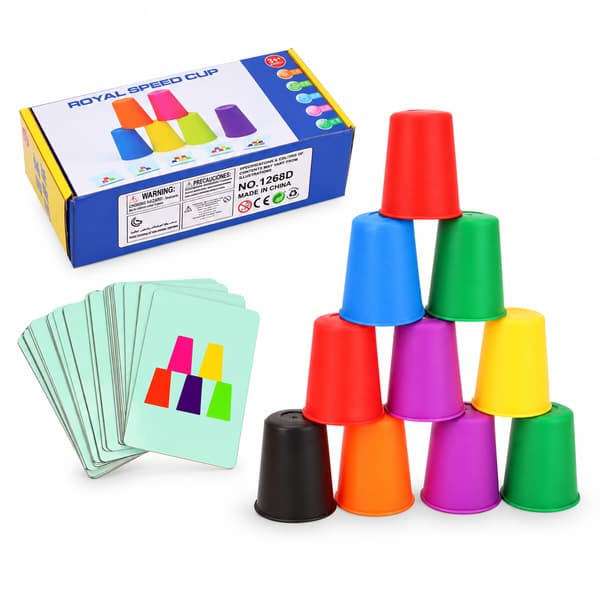 Montessori Mini Stack Cup Spil - Pædagogisk farvekognition og logiktræning for børn