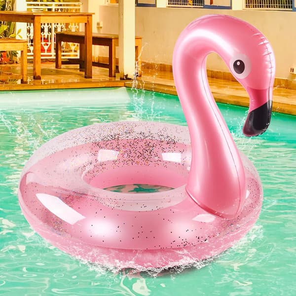 Flamingo Pool Float - Fun Beach Floaties, Uppblåsbara Poolrör Partyleksaker Sommarpool Raft Lounger för vuxna och barn