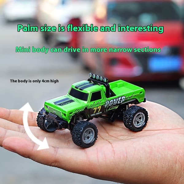 1:64 Speed ​​​​Mini terrängfjärrkontroll Billegering Cool belysning Stötdämpning Bordsdator Tävlingsleksak Liten present
