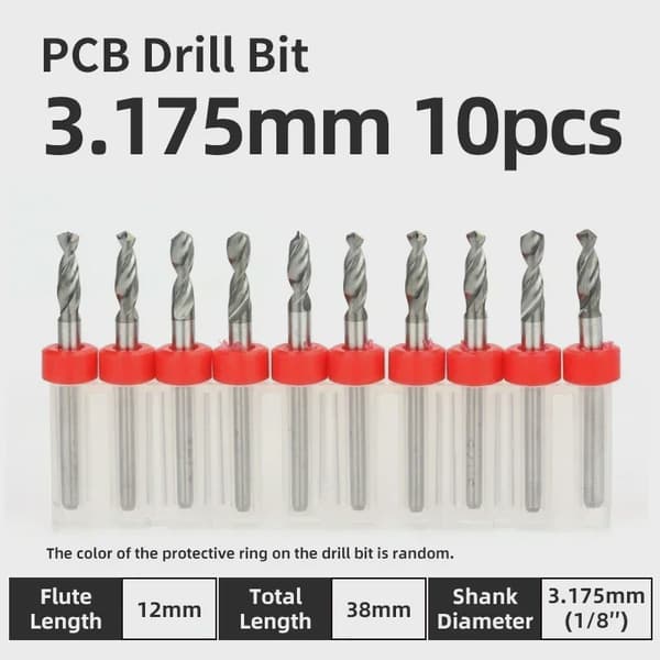 PCB-borehoved 10-delt wolframstål mikrodiameterborehovedsæt 1/8" mini CNC-boremaskine med fast