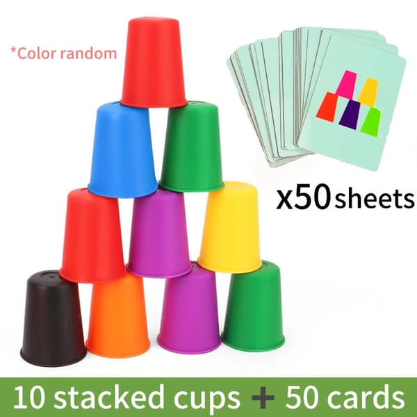 Montessori Mini Stack Cup Spil - Pædagogisk farvekognition og logiktræning for børn