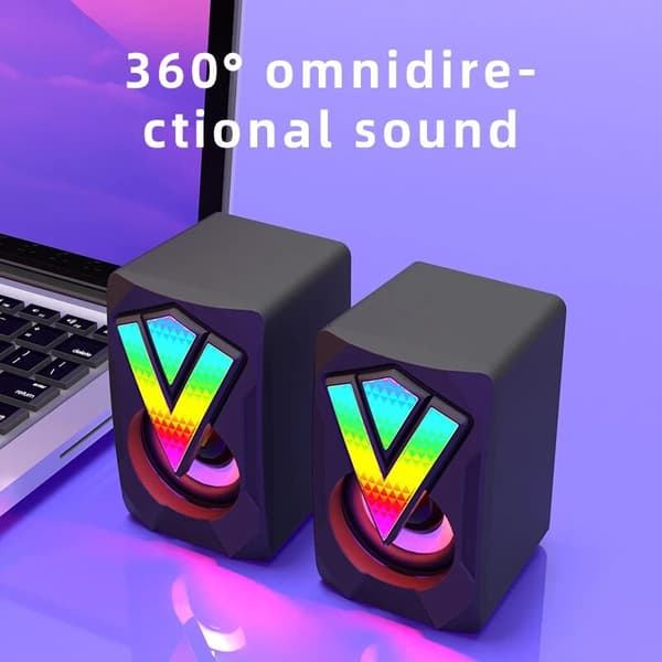 Computerhøjttalere PC-lydboks HIFI-stereomikrofon USB-kablet med LED-lys til stationær computer