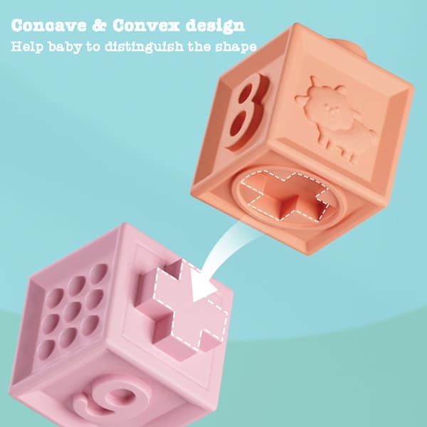 Bløde byggeklodser til småbørn - 12/6/3 stk. Montessori Stacker Cube Badelegetøj til tidlig uddannelse
