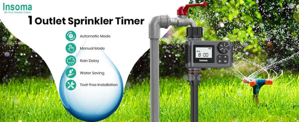 INSOMA Automatisk Bevattningstimer Intelligent Bevattningssystem Sprinklertimer Trädgårdsprogrammerare Utrustning LCD-skärm IPX5