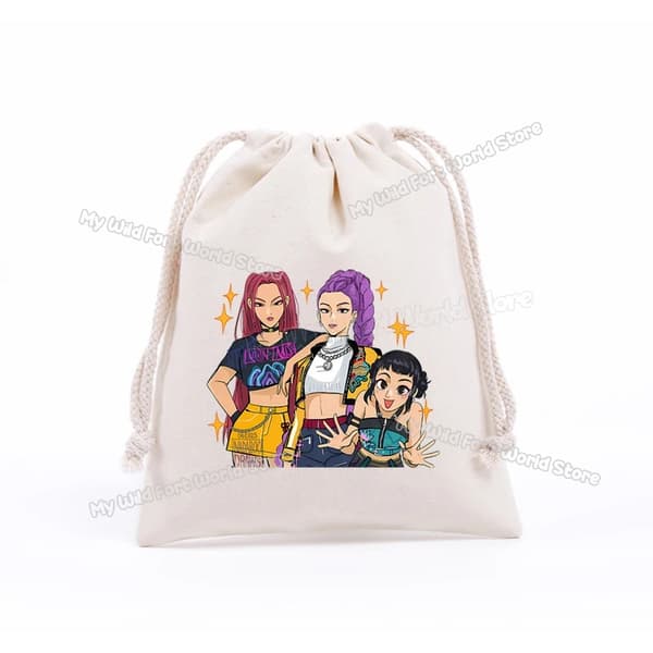 KPop Demon Hunter Drawstring Bag - Barnfest godispåse för roliga evenemang