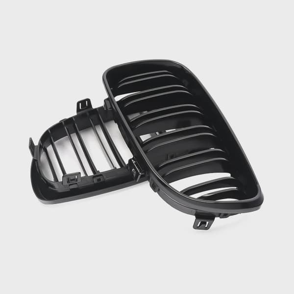Bilfrontgitre Nyrer til BMW 1-SERIE E81 E82 E87 E88 5DR 3DR Blank Sort Nyrergitre Dobbelt Lamelle 2007-2013