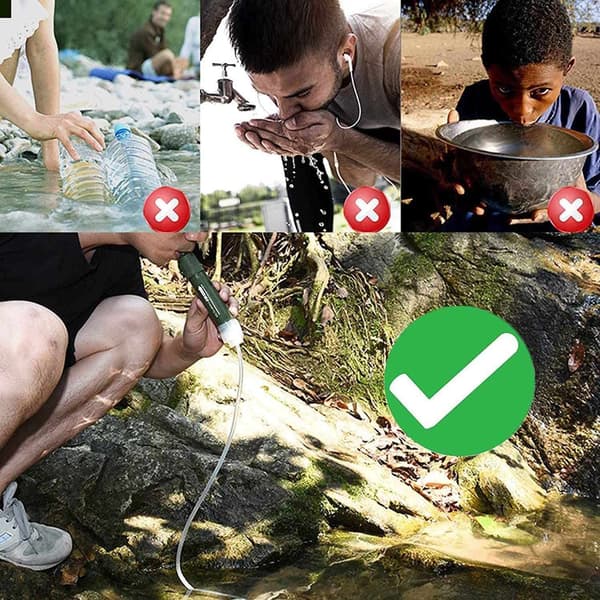 Bærbart vandfilter og vandrenser med kulfilter