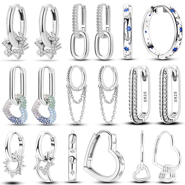 925 Sølv Hoop Øreringe Til Kvinde Pendientes Zirkon Hjerteform Stjerne Eardrop Originale Øreringe Modesmykker