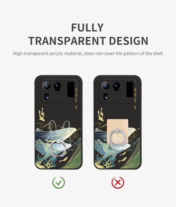 Transparent Fingerring Mobilholder Stativ til iPhone X Samsung Smartphone Bilmontering