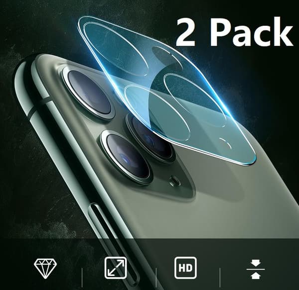 2 Pack iPhone 11 Pro, Pro Max Kamera Härdat Glas Skärmskydd