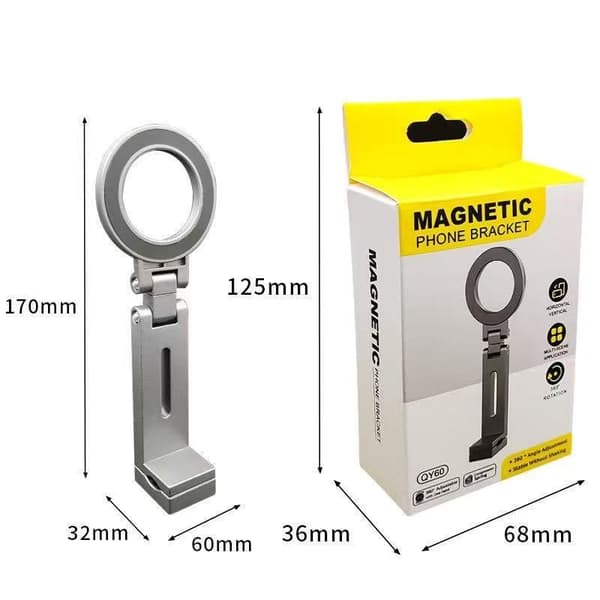 Universel magnetisk telefonholder med flere akser, rotation, håndfri montering til fly og skrivebord