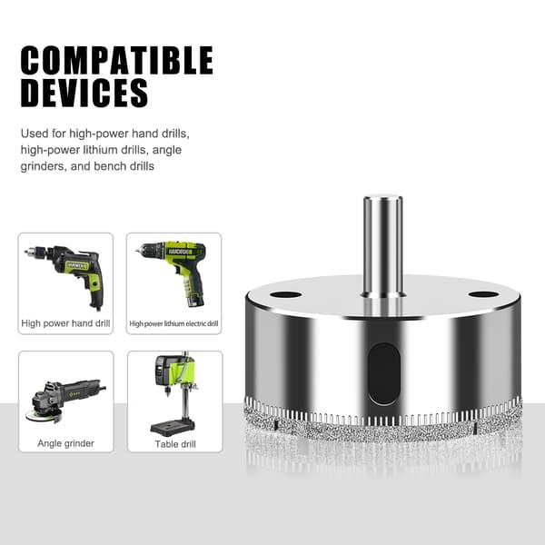 1-delt 60-200 mm diamantbelagt borehulsav til glas, marmor, granit, sten, fliser, keramikhul