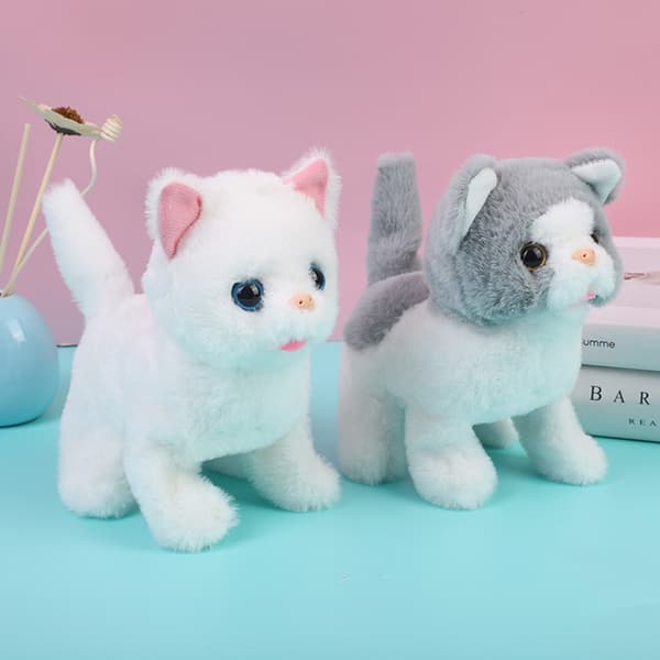 Interactive Walking Kitty plyschleksak - jamar, viftande svans, nickande huvud - perfekt present till barn