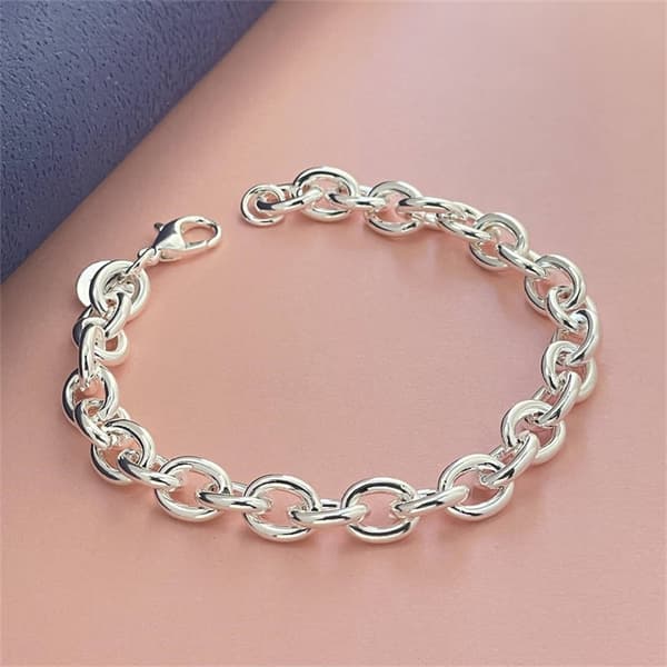 925 Sterling Silver Armband Spänne Basic Chain Charm Utsökt Dammode Bröllopsfest Presentsmycken