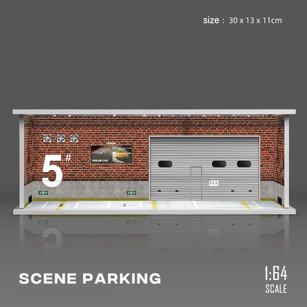 1/64 Garagescene Model Scene med Light Version Simuleringsmodel Scene Dekoration Samling (Eksklusive dukker og bilmodeller)