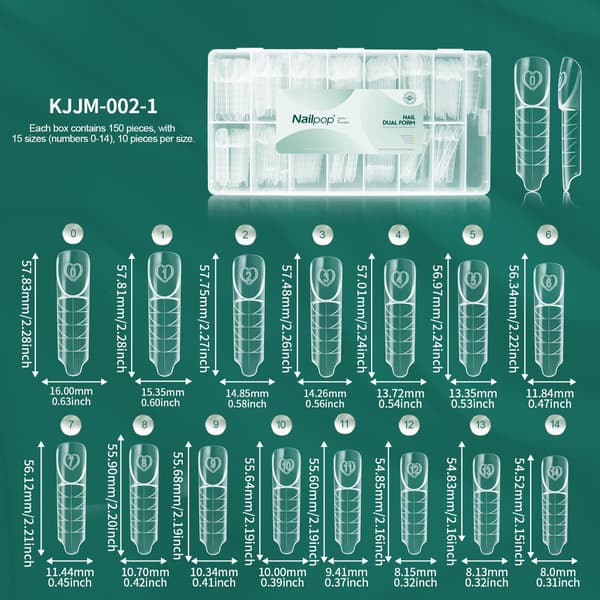 Nailpop Space Nail Dual Forms - 15 størrelser til polygel-extensions, genanvendelig