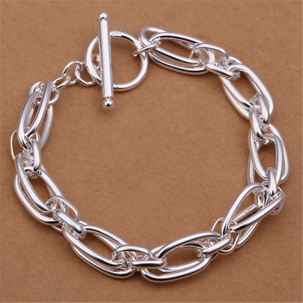 Fine Noble 925 Sterling Silver Solid Chain Armband För Kvinnor Män Charm Party Present Bröllopsfest Modesmycken