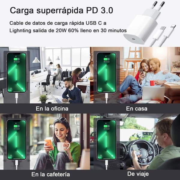 20W USB-C Strömadapter snabbladdare iPhone + 1M Lighting Kabel